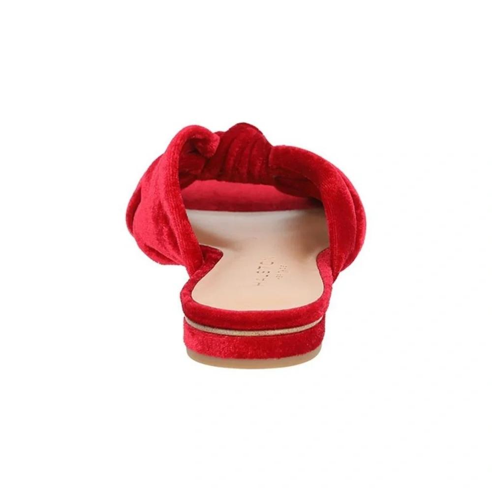 RARE LIKE NEW Halston Heritage Ginny Velvet Knotted Slides Sandal Mule: Red, 8.5